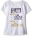 Dream Star Girls' Short Sleeve Glitter Screen Lace Shoulder and Back Yoke
