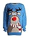 Forever Unisex Rudolph Print Snowflake Knitted Pom Pom Jumper Blue