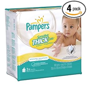 Pampers Sensitive ThickCare 3X Wipes 180 Count (Pack of 4)