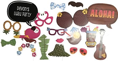 Hawaiian Photo Booth Props Kit - Aloha Beach Props Kit - 20 Count