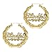 GemGem Jewelry Gold Tone Round Hollow Casting I love You Bamboo Hoop Pincatch Earrings for Women