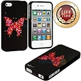 myLife (TM) Pink Butterfly of Flowers Series (2 Piece Snap On) Hardshell Plates Case for the iPhone 4/4S (4G) 4th Generation Touch Phone (Clip Fitted Front and Back Solid Cover Case + Rubberized Tough Armor Skin + Lifetime Warranty + Sealed Inside myLife Authorized Packaging) 