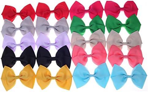 Yahangkj 10 Pairs Baby Girls Hair Bows Clips 20pcs 4"-4.5" Hair Accessories YH100 (YH100-B)