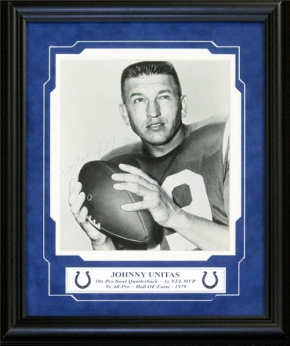 Johnny Unitas Autographed/Hand Signed Framed Black & White Magazine Page (James Spence)