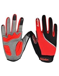 Sports: Ezyoutdoor Antiskid Silicone Full Finger Gloves Mitts Full Finger MTB/XC/Mountain Bike Leather Gloves (Red, Large) - Ezyoutdoor