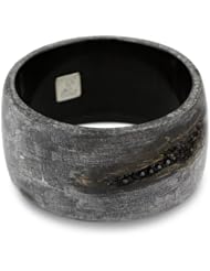 ZEFFIRA "Islands " Natural Horn Matt Finish, Jet Swarovski Crystals, Bangle Bracelet