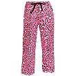 Hot Bright Pink Leopard Spots Fun Print Novelty tie cord flannel cotton pants for lounging, sleep, sports. Unisex relaxed fit,