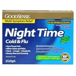 Good Sense Nighttime Cold and Flu Multi-Symptom Relief Softgel, 24 Count