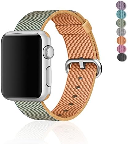 2016 Apple iWatch Band,WEYNG 42mm Latest Fine Woven Nylon Replacement Wrist Band Strap Classic Watchband for Apple iWatch 2016 (42MM-Gold/Royal Blue)