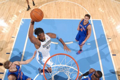 New York Knicks v Denver Nuggets: Nene Photographic Poster Print by Garrett Ellwood, 28x42