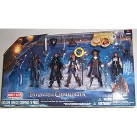  Pirates of the Caribbean On Stranger Tides Exclusive 4 Inch Action Figure 5Pack Gunner, Blackbeard, Captain Barbosa, Jack Sparrow Angelica