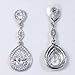 EVER FAITH Women's Austrian Crystal Zircon 2 Teardrop Pierced Earrings for Bride, Prom Clear Silver-Tone