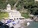 Beach and Benedictine Abbey of San Fruttuosa, Headland of Portofino, Liguria, Italy P...