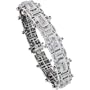 14k White Gold Large Bar Link 8.75 in. Men's Bracelet, w/ 6.00 Carats Baguette, Brilliant Cut & Invisible Set Diamonds, 11/16 in. (17mm) wide