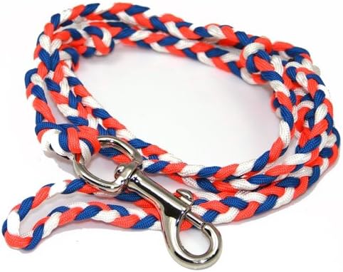 Braided Paracord Medium Leash Large Dogs 47" Pink, White and Blue