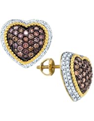 10KT Yellow Gold 1.30 CTW Diamond HEART Earring