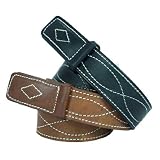 Men's Mechanics Style Oiled and Waxed Leather Belt 1 1/2 w/ Decorative figure 8 stitching.