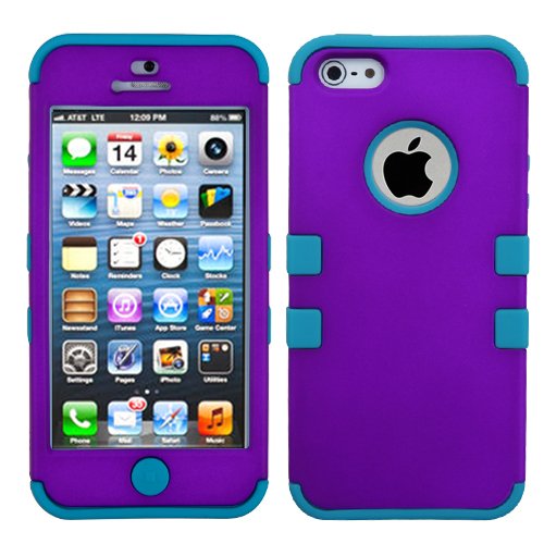 MYBAT IPHONE5HPCTUFFSO020NP Premium TUFF Case for iPhone 5 - 1 Pack - Retail Packaging - Grape/Tropical Teal