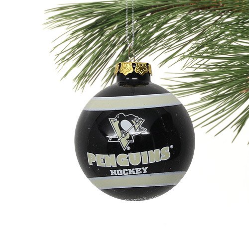NHL Pittsburgh Penguins Striped Glass Ball Ornament – Black NHL Pittsburgh Penguins Striped Glass Ball Ornament – Black