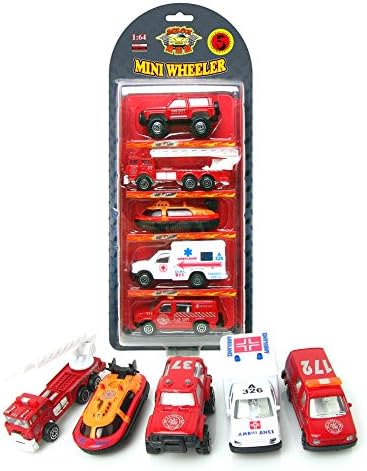 Vidatoy Toy Car Fire Truck Ambulance Suv Motor Launch 5 Pcs For Kids