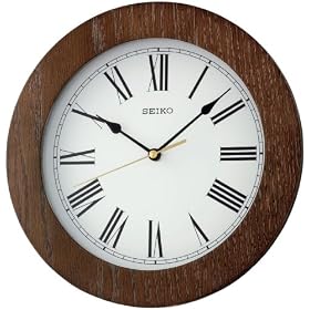 Seiko Wall Clock Dark Brown Wooden Case White Dial  #QXA465BLH