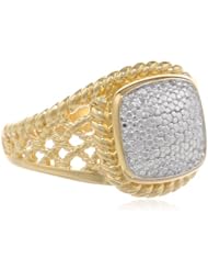 18k Yellow Gold Plated Sterling Silver Two-Tone Twisted Rope Design Ring, Size 7