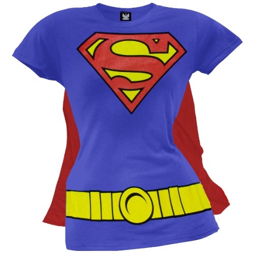 Supergirl - Costume Juniors T-Shirt With Cape