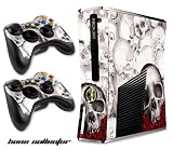 Designer Skin for XBOX 360 SLIM System & Remote Controllers -Bone Collector- WHITE