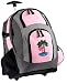 FLAMINGO Rolling Backpack Deluxe Pink Pink Flamingos - Backpacks Bags with Wheels or School Trolley Carry-On Bags - Unique Wheeled Gifts for Girls Ladies- CUTE!