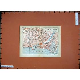 1933 Colour Map Provence France Street Plan Nice Casino