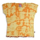Charlie Rocket - Girls Short Sleeve Tie Dyed Tee Shirt, Orange, Cream