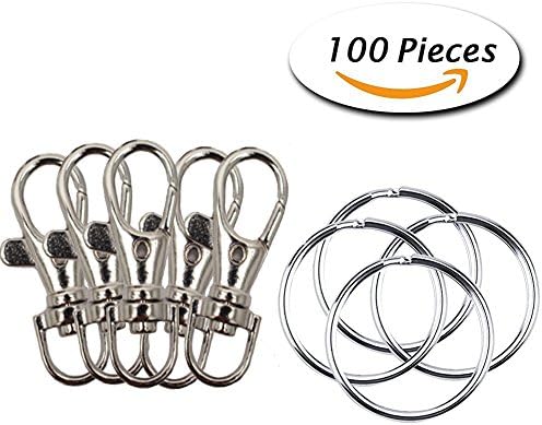 Swivel Clasps Lanyard Snap Hook Lobster Claw Clasp 40 Pieces and Keychain Rings 60 Pieces