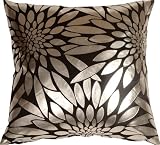 Pillow Decor - Metallic Floral Black Square Decorative Throw Pillow