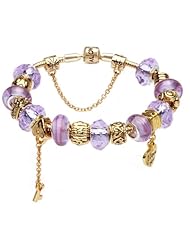 ALOV Jewelry European Beautiful Gold Plated Love Key Charms Beads Bracelets Jewelry