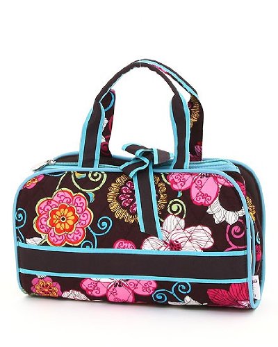 Belvah Quilted Floral 3pc. Cosmetic Tote Bag