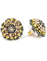 Miguel Ases Bronze Rondelle and Rose Gold Beaded Button Earrings