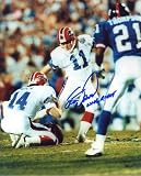 Scott Norwood (Buffalo Bills Kicker) Autographed/ Original Signed 8x10 Color Photo During Super Bowl XXV - His Famous 47 Yd Field Goal Attempt Missed - Norwood Wrote "WIDE RIGHT" Beneath His Signature
