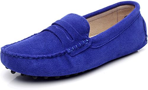 Reyefili Women's Flat Heel Comfort Suede Leather Loafers Shoes