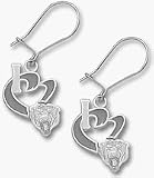 Chicago Bears 1/2 I Heart Bear Head Enamel Dangle Earrings - Sterling Silver Jewelry