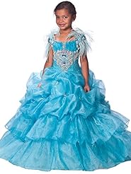 Girls Off the Shoulder  Crystals Feathers Crystal Lace Organza  Ball Gown Flower-Girl Dress/Pageant Dress/Party Dress 