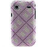 Hard Snap-on Shield With PURPLE PLAID CHECKERED Bling Bling Diamonds Desing Faceplate Cover Case for SAMSUNG T959 VIBRANT [WCB810]