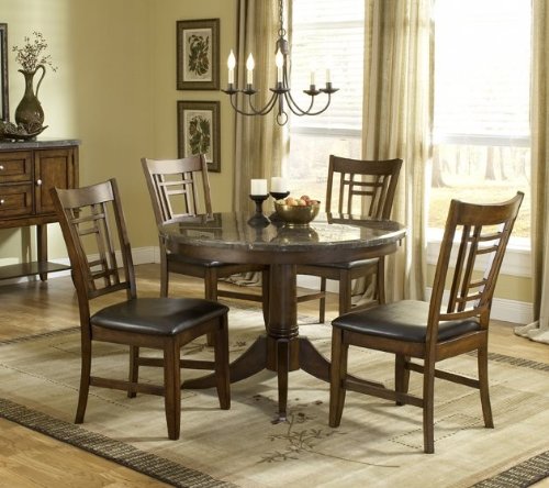 Hillsdale Patterson Round 5-Piece Dining Set, Dark Oak, Set Includes 1-Table and 4-Chairs