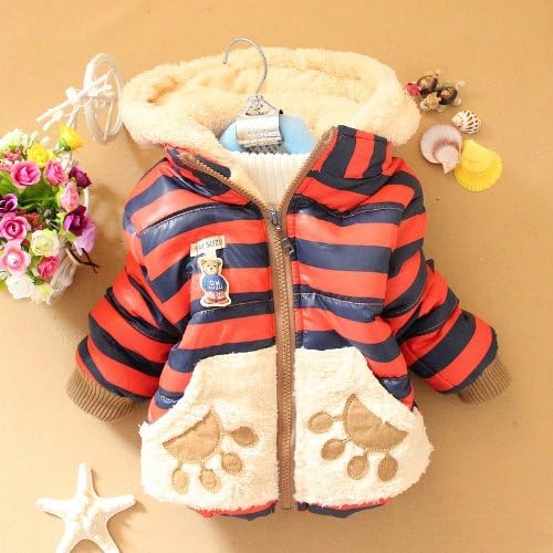 Boy Girl Kid Winter Jackets Baby Teddy Bear Hoodie Fleece Coat Outerwear 1T-3T (110(size 6-8 Months), Red)
