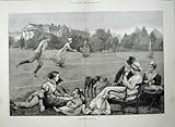 IMAGE OF Lawn Tennis 1880 Sport Men Women Children Dog Garden