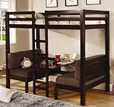 Twin Size Convertible Loft Bed in Dark Wood Finish