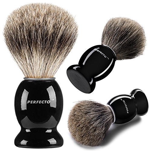 Perfecto 100% Pure Badger Shaving Brush Engineered to deliver the Best Shave of Your Life!!! No Matter what method you use, Safety Razor, Double Edge Razor, Staight Razor or Shaving Razor, This is the Best Badger Brush!!!