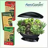 AeroGrow AeroGarden Garden Kit, Black + 3 Additional Seed Kits (Gourmet Herb, Cherry Tomato, & Salad Bar Mesclun Mix)