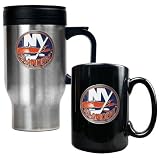 New York Islanders NHL Stainless Steel Travel Mug & Black Ceramic Mug Set - Primary Logo