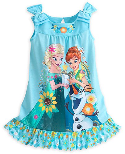 Disney Store Frozen Fever Anna, Elsa & Olaf Nightshirt Nightgown for Girls