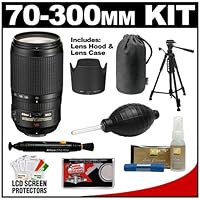 Nikon 70-300mm f/4.5-5.6G ED IF AF-S VR Digital SLR Zoom Lens with HB-36 Hood and Pouch Case + Tripod + Cleaning and Accessory Kit for D3000, D3100, D5000, D7000, D90, D300s and D3S DSLR